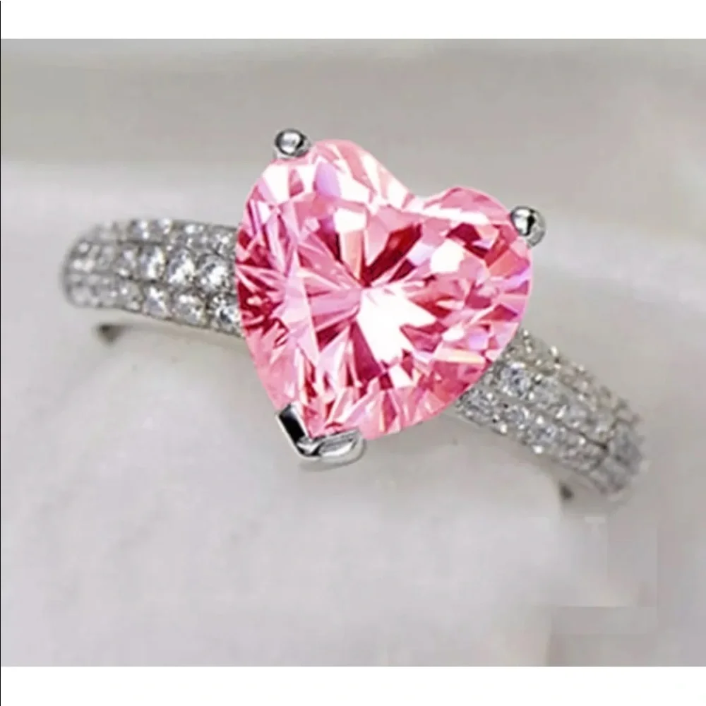 925 Pink Heart Sapphire Ring